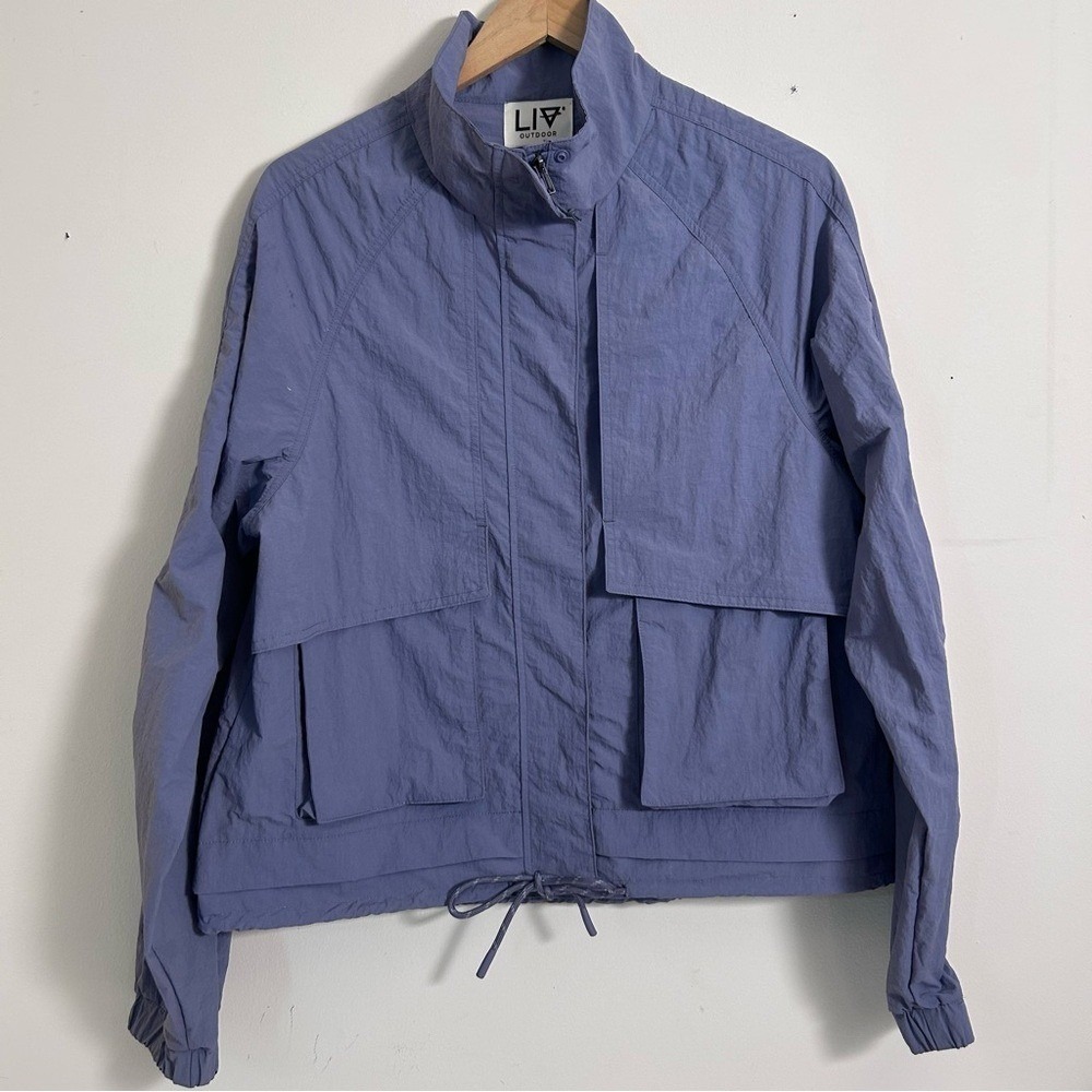 LIV Windbreaker Outdoor Nylon Jacket Periwinkle Blue Cropped Utility Womens‎ L